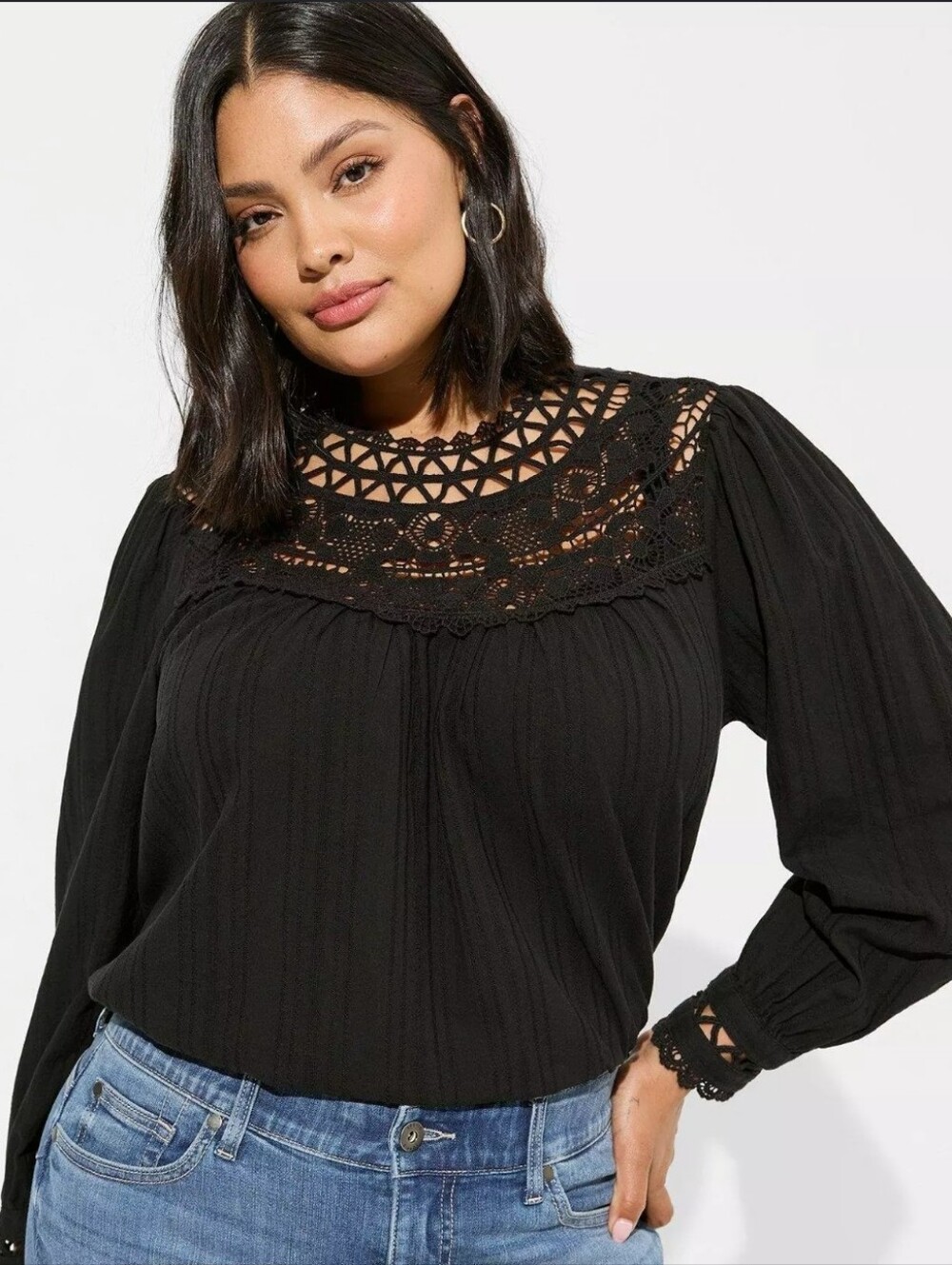Torrid 4x Cotton Lace Trim Yoke Blouse Sleeve Top new with tags